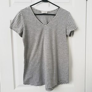 Elegantees Grey Striped T Shirt